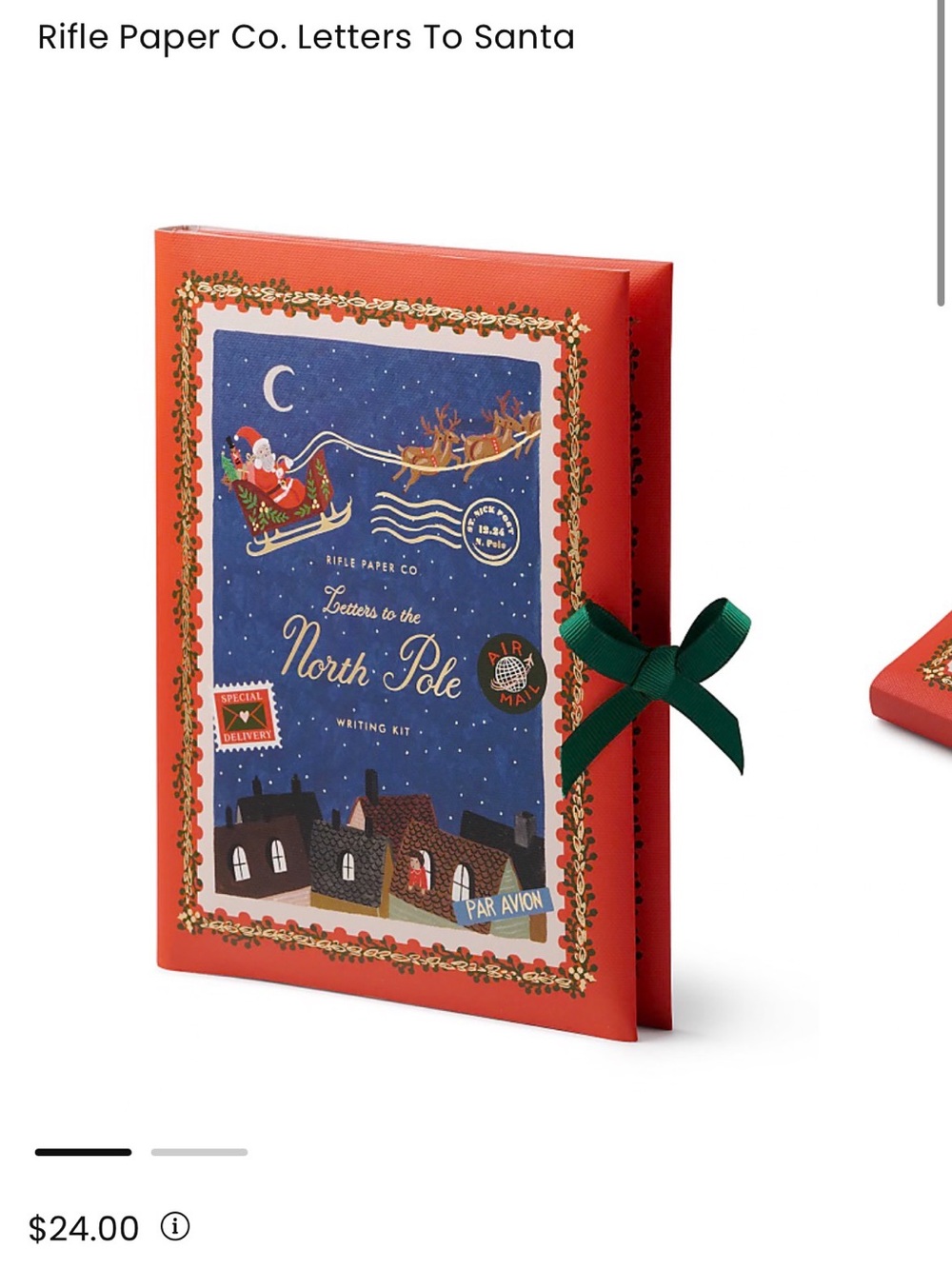 Rifle Paper Co. Letters to Santa Writing Kit - Red with Green Bow and Blue Panel